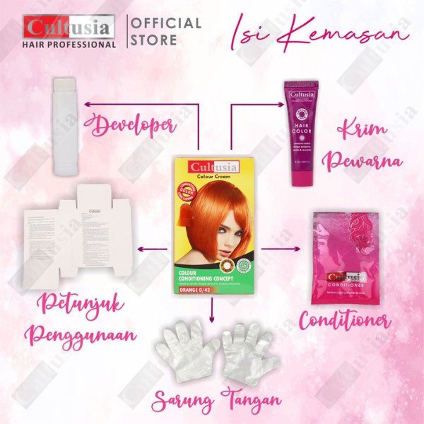 IDOLAKU Pewarna rambut Cultusia Hair Color Orange 0/43 30 ML