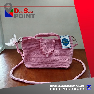 Tas Wanita Rajut Warna Merah Muda
