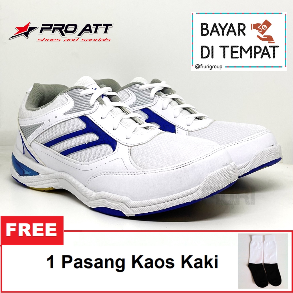 FIURI – Pro ATT Original - WP 5500 PUTIH BIRU 39-43 - Sepatu Kets Pria - Sepatu Sneakers Pria - Sepatu Olahraga Sport  Pria - Sepatu Badminton tekstil - Sepatu Jogging Lari Running Fitness Gym Pria - Sepatu Laki-Laki Cowok - Sepatu Sekolah Bertali