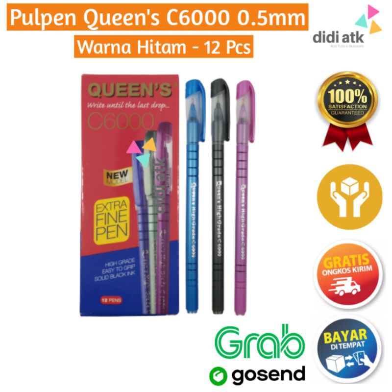 

Pulpen Pena Queen's C6000 / Ball Pen Queen 0.5mm 12 Pcs