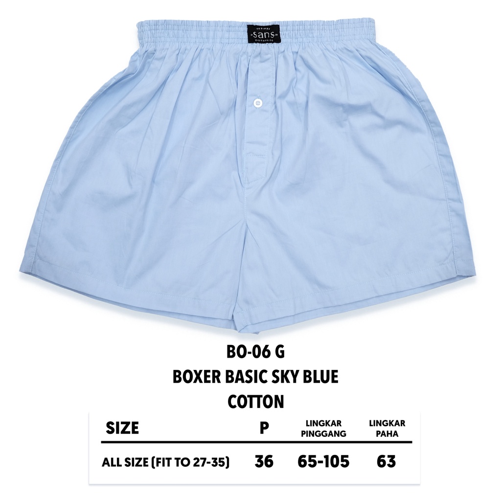 SANVANINA BO-06G Celana Boxer Unisex Skyblue Polos Basic | Celana Santai | Celana Pendek | Boxer Skyblue