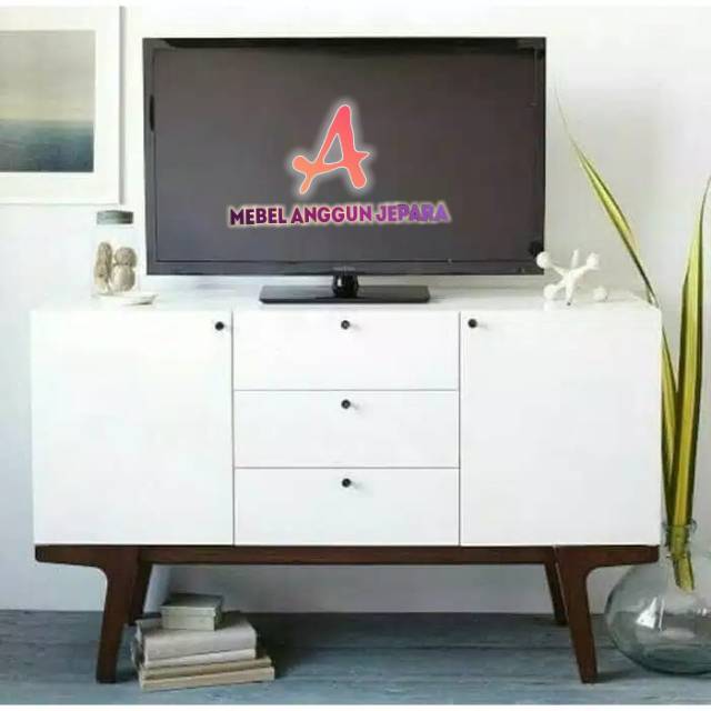 bufet tv duco putih,mebel jepara,furniture