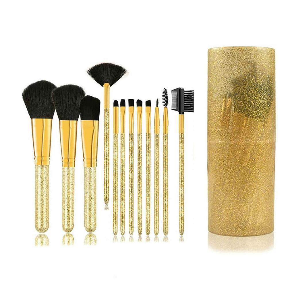 Brush Make Up / Kuas Tabung Glitter / Kuas Rias Bling / 1 Set Isi 12pcs