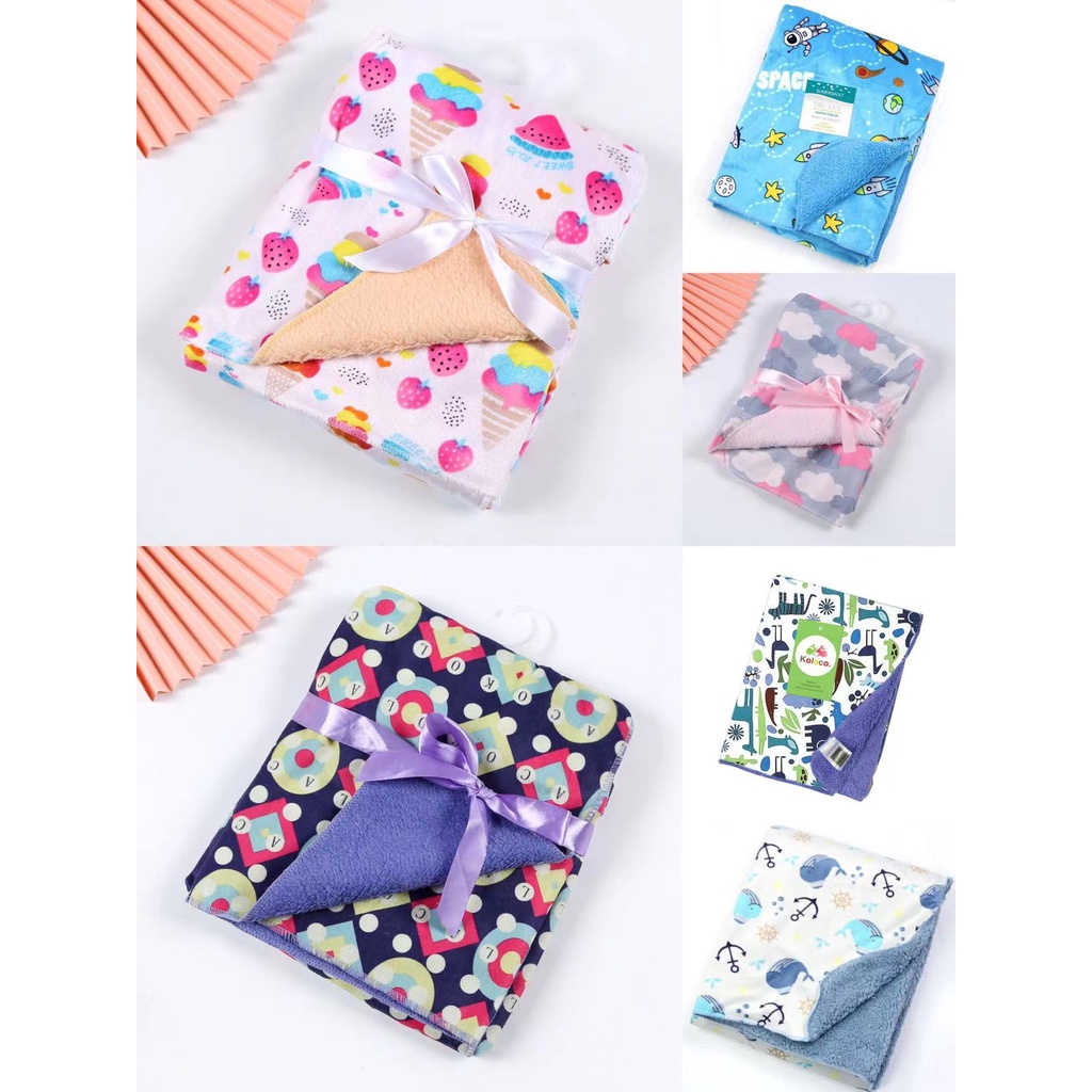 Selimut Bayi baby swaddle bedong bayi tanpa topi bayi Newborn Blanket Double Fleece girl boy