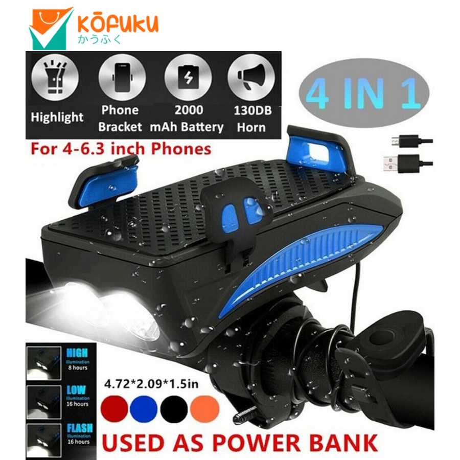 Lampu Sepeda Klakson Sepeda MTB Roadbike Sepeda lipat 4in1 Kualitas Bagus Anti Air Waterproof