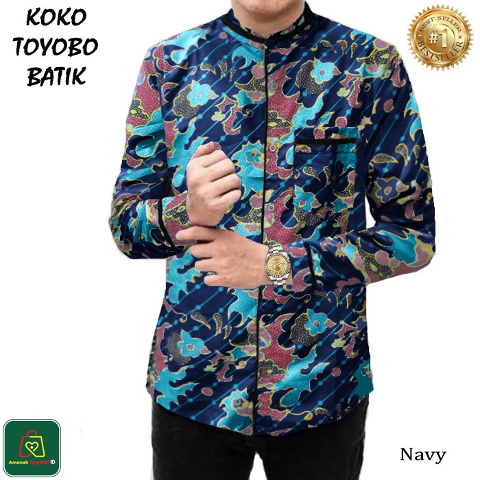 Baju Koko Pria Muslim TOYOBO BATIK Katun Premium Lengan Panjang M - XXL / 22845-22851