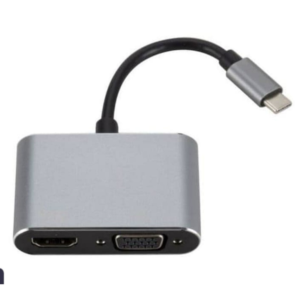 CONVERTER USB TYPE C To HDMI DAN VGA Adapter 2IN1 TIPE Ke Macbook Pro