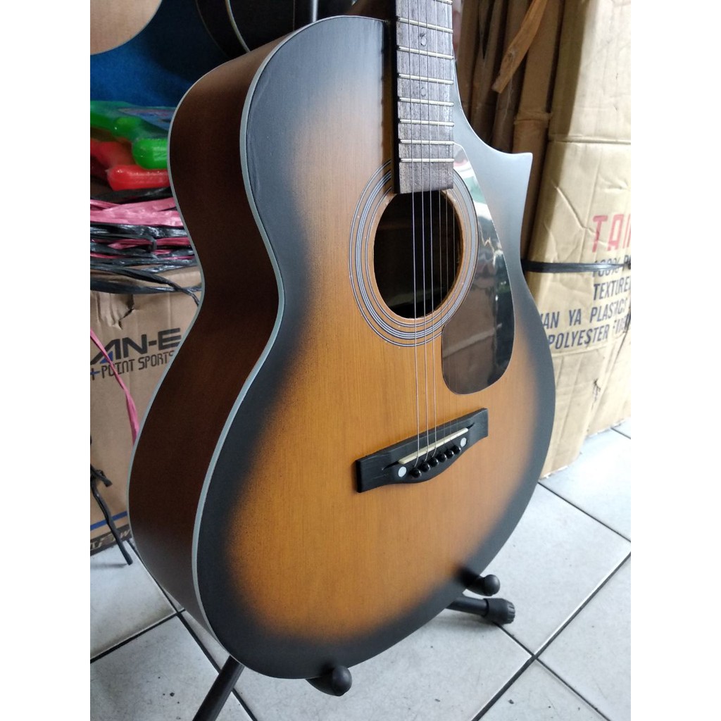 Gitar Akustik Jumbo Merk Ibanez Warna Sunburst Cutaway Sunaky Trusrod Senar String Jakarta Murah