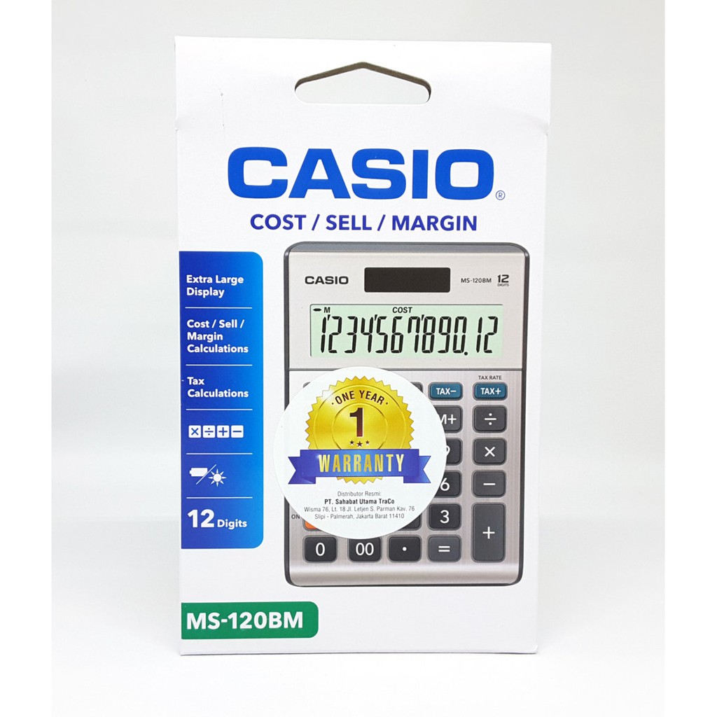 Casio Calculator MS-120BM (12 Digits) / Kalkulator Meja / Kantor / Office