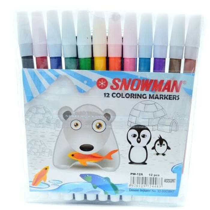 

Nokida Spidol Warna Snowman Marker PW-12A/12 pcs / Alat Tulis Color Gambar Menggambar 1 Pack