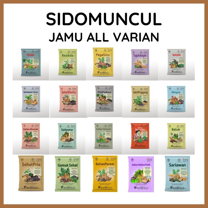 

SIDOMUNCUL JAMU SEDUH SACHET SIDO MUNCUL JAMU TENSI BATUK SEHAT PRIA