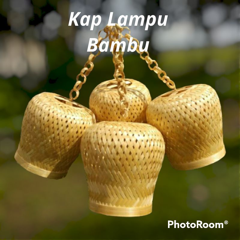 Kap Lampu Gantung Anyaman Bambu