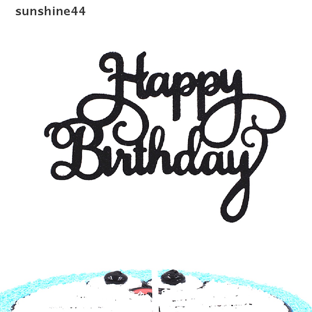 Sunshine 10PCS Topper Kue Ulang Tahun Tulisan Happy Birthday Bahan Kertas Glitter