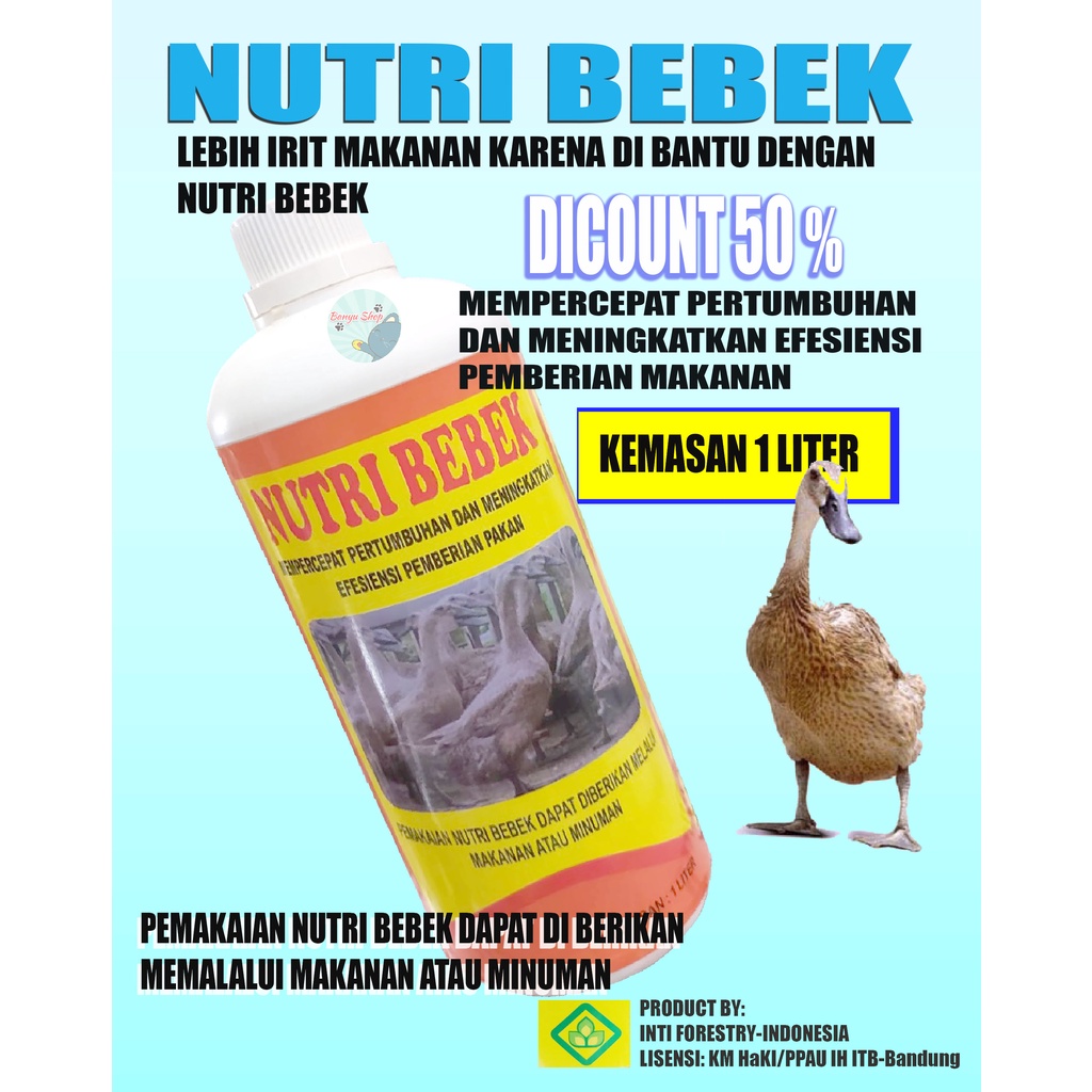 1 LITER-NUTRI BEBEK Suplemen Hewan Ternak Mempercepat Pertumbuhan dan Meningkatkan Efisiensi Pakan-VITAMIN PENGGEMUK BEBEK-OBAT PENGGEMUK BEBEK