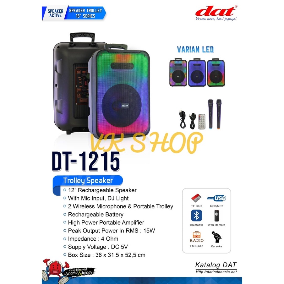 SPEAKER PORTABLE WIRELESSS DAT DT 1215 / DAT DT1215 ORIGINAL 12INCH