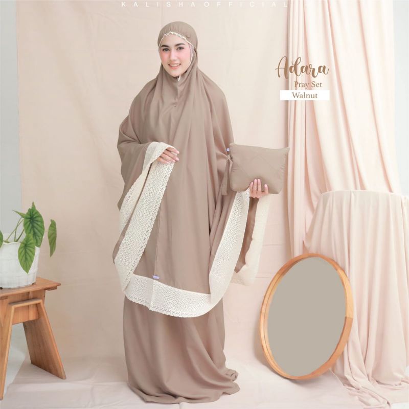 MUKENA ADARA KATUN POLOS DEWASA JUMBO RENDA RAJUT PREMIUM