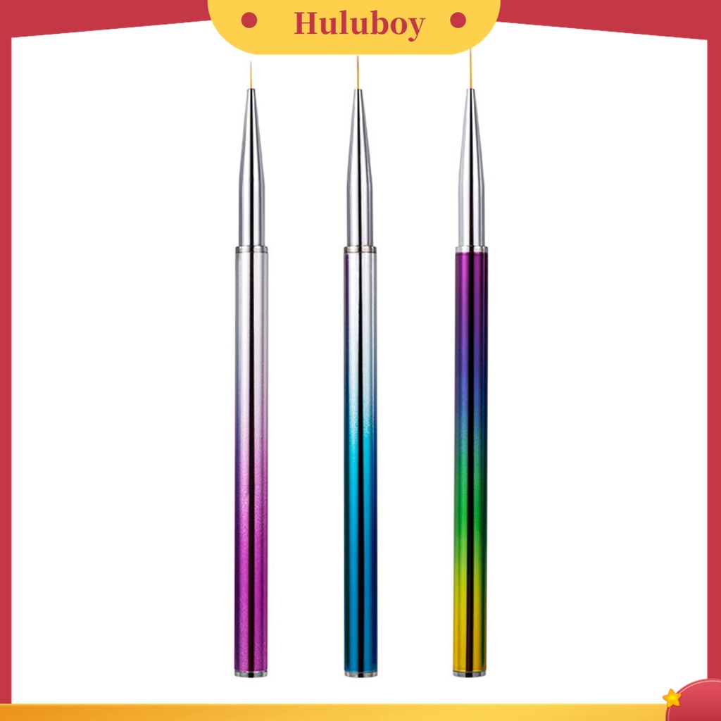 Huluboy Huluboy♡ 3pcs / Set Pen Brush Nail Art Bahan Nilon Wol Mudah Digunakan Untuk Salon