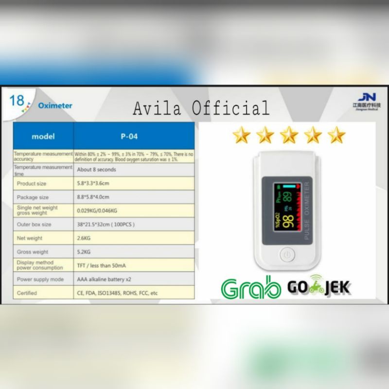 Oximeter Finger Clip Pulse JN 04 oksimeter