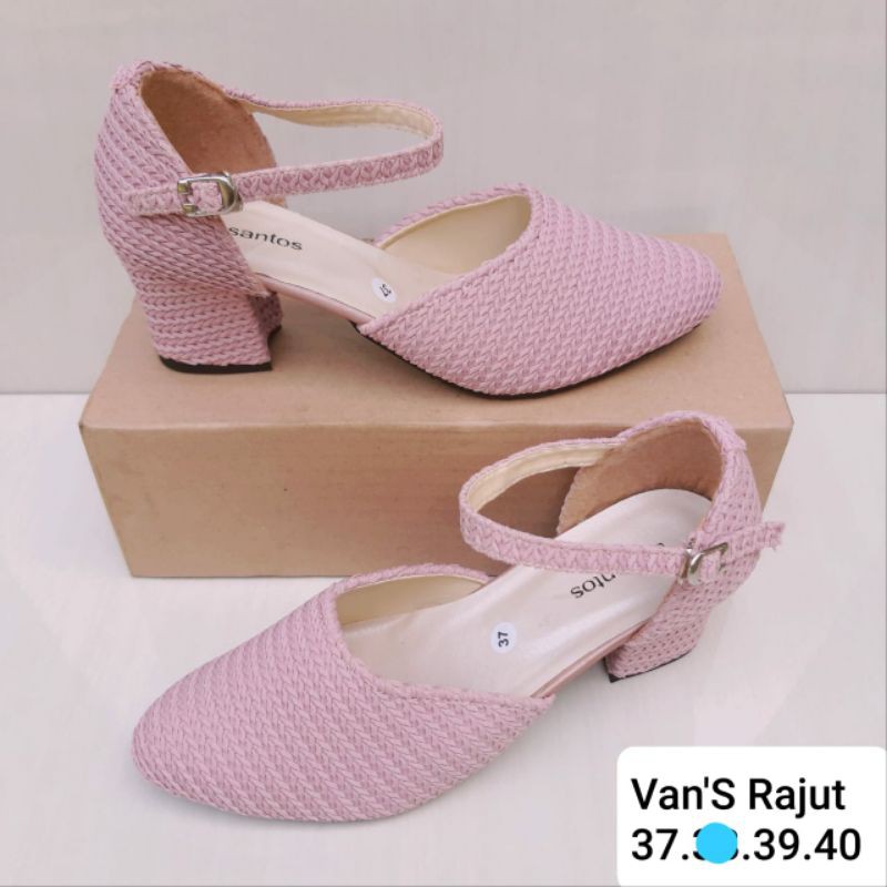 SEPATU TALI HEELS PUMP RAJUT DESANTOS, REALPICTURE, GOOD QUALITY, FREE BOX