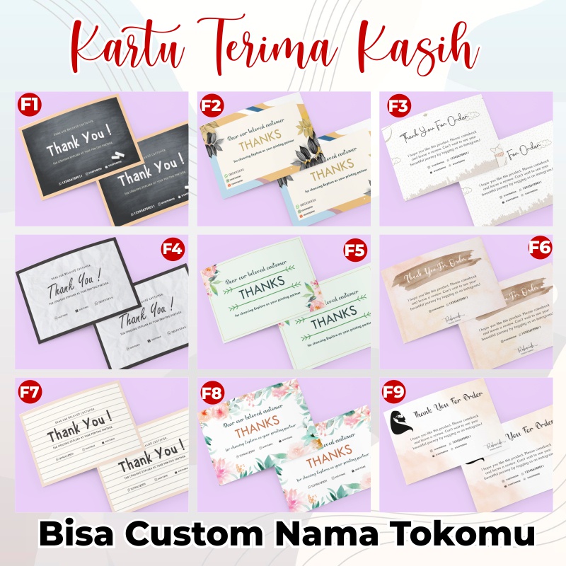 KARTU THANK YOU | KARTU TERIMA KASIH OLSHOP