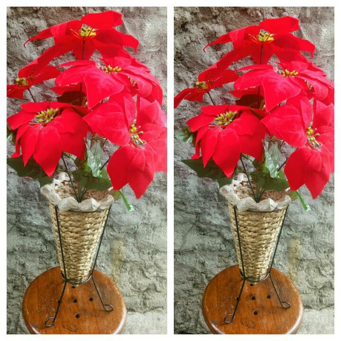 PROMO BUNGA KASTUBA DAN POT BESI STANDING POT/BUNGA PLASTIK ARTIFICIAL BERKUALITAS