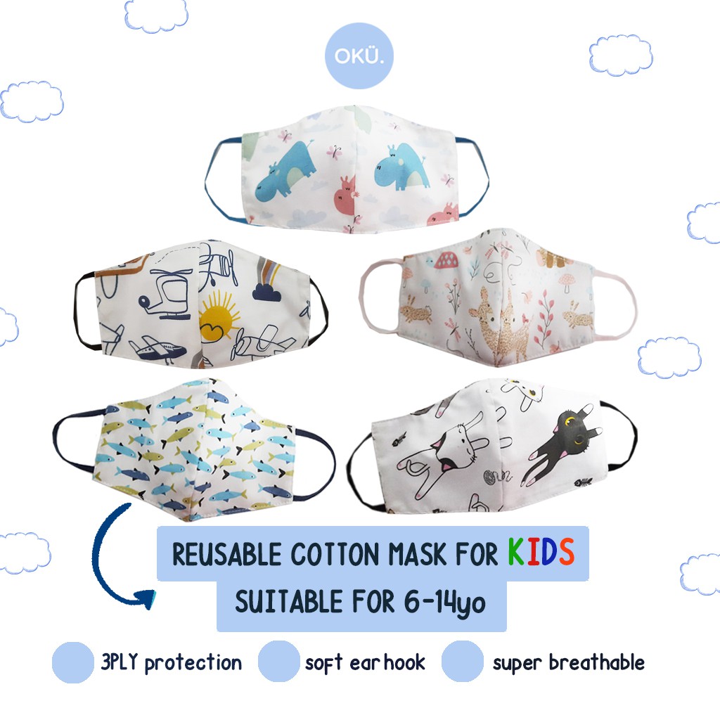 OKÜ Masker Kain Anak Premium 6-14 tahun 3 Lapis (3PLY)