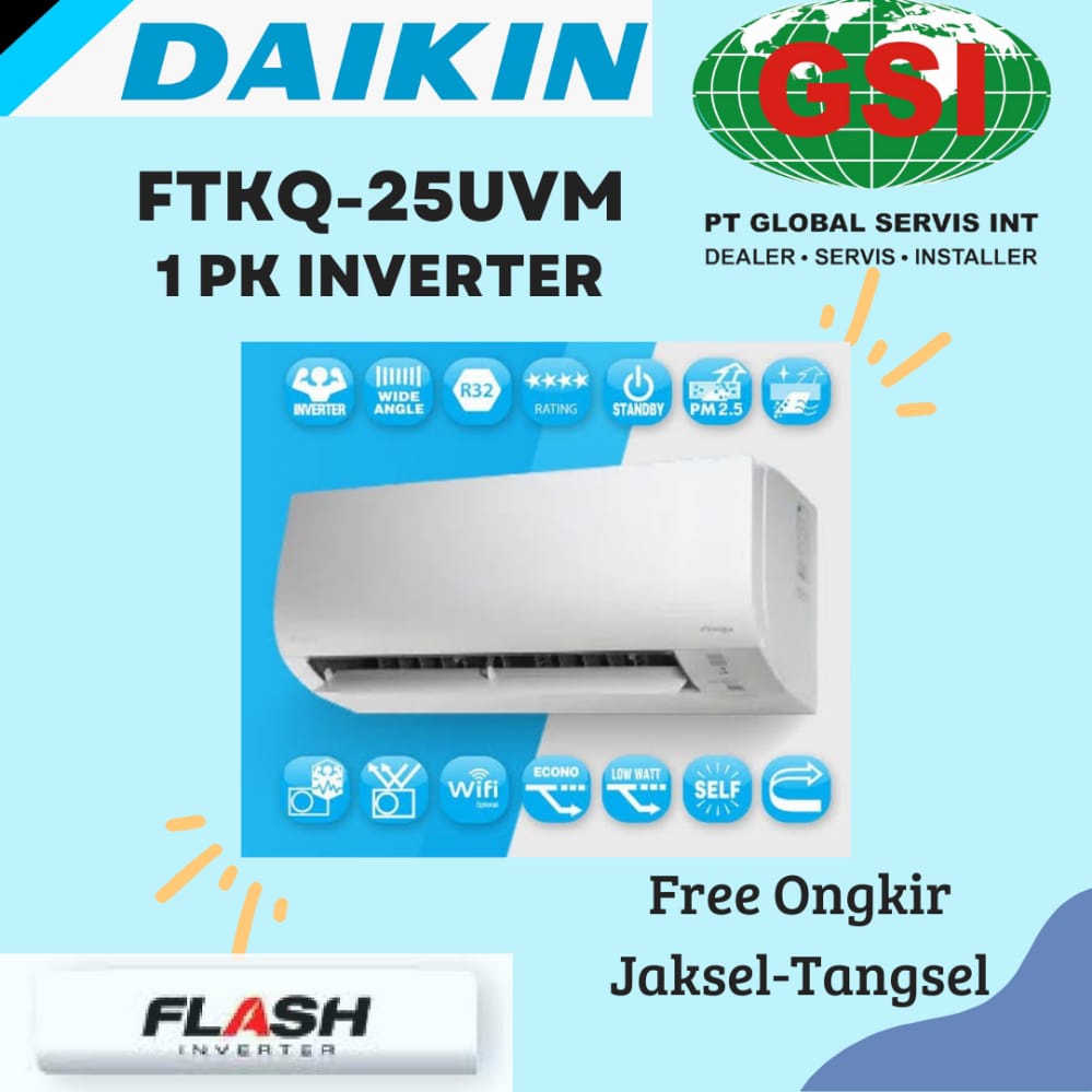 AC DAIKIN FLASH INVERTER 1 PK FTKQ-25UVM UNIT ONLY