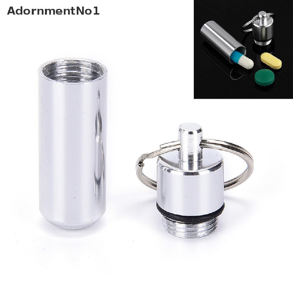 (AdornmentNo1) Gantungan Kunci Botol Kontainer Obat Pil Bahan Aluminum Anti Air