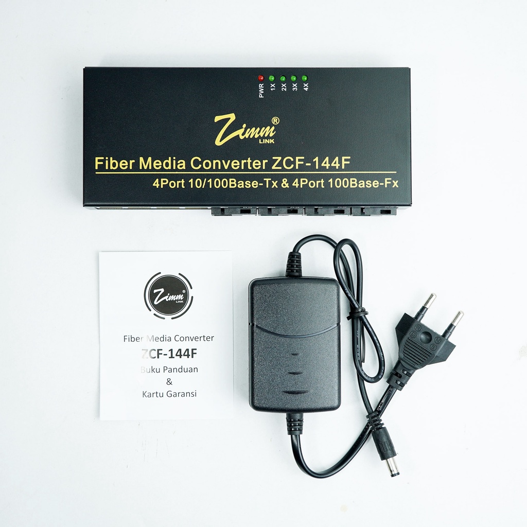 MEDIA CONVERTER ZIMMLINK ZIMM LINK ZCF-144F 4 FO TO 4LAN 100MBPS RESMI