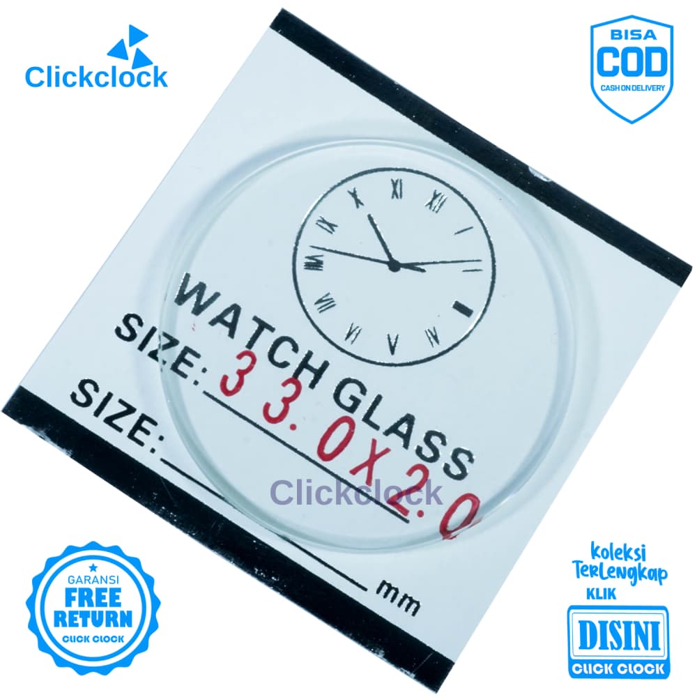 Kaca Jam Kaca Bahan Watch Glass PNC-330 Murah 3,3 cm