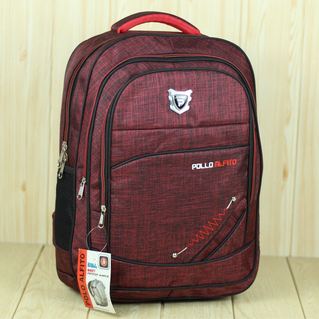 Tas Punggung Pria Polo Alfiito Backpack Sekolah Cowo Cewe SMP SMA Tas Ransel Laptop Multifungsi Kece