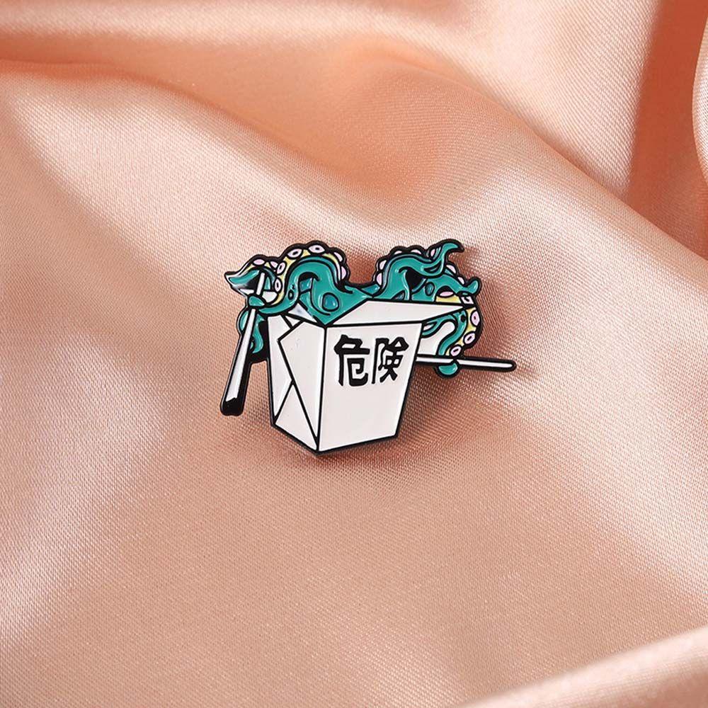 NEEDWAY Gurita Bros Ransel Kartun Gurita Takeout Aksesoris Perhiasan Kerah Brooch Karton Enamel Pin