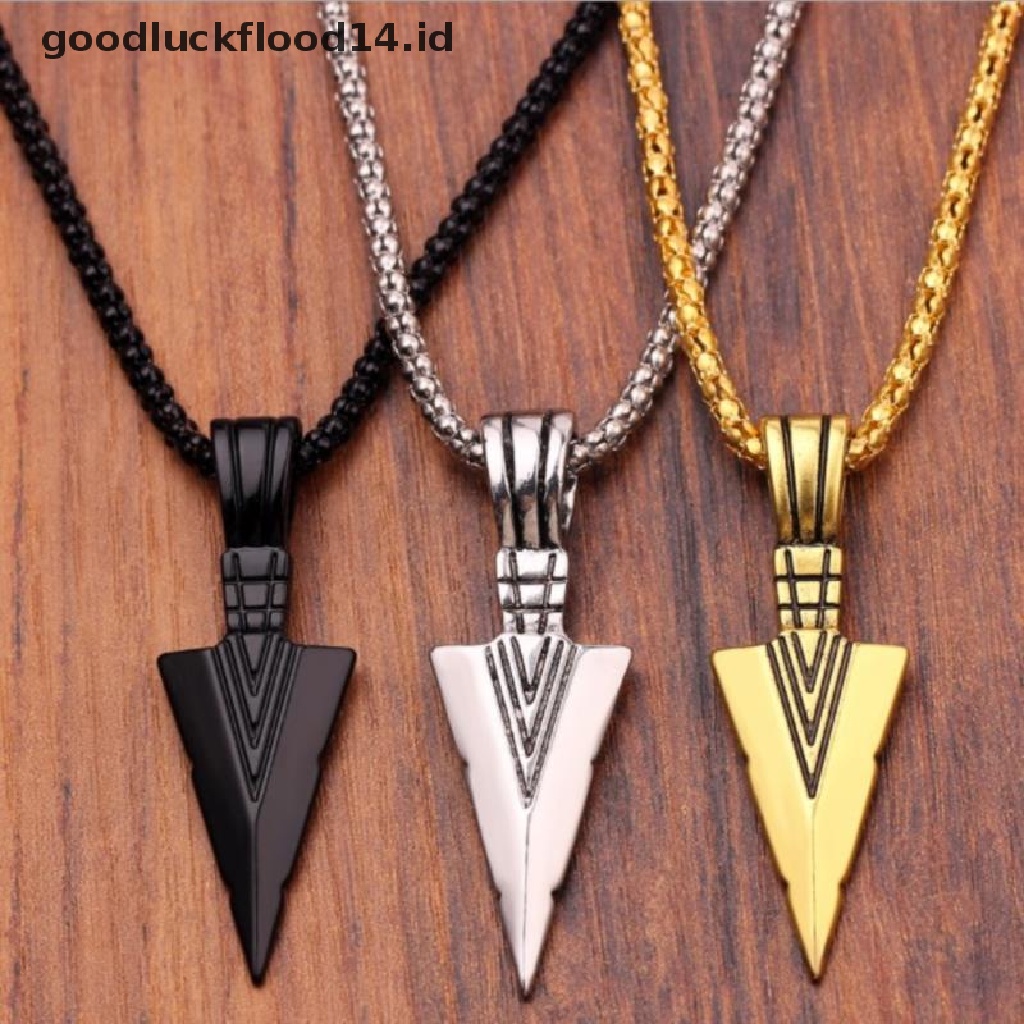 [OOID] Men's  Black Long Necklace with Arrow Pendant Jewelry Chain Hip Hop Punk Rock ID