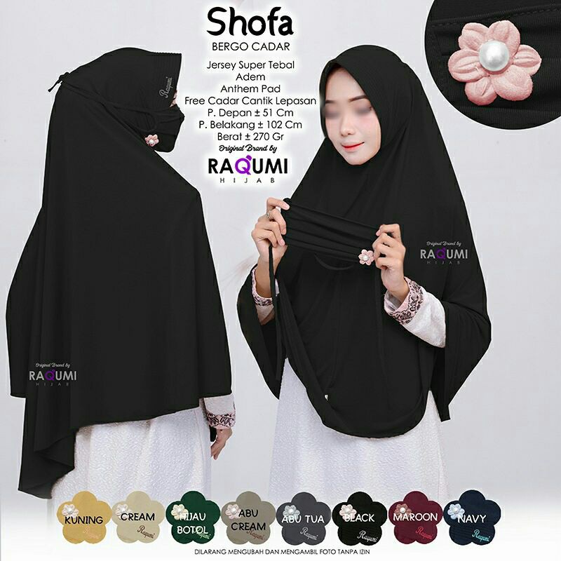 Shofa Bergo Masker Cadar Instan Syari Original Raqumi Hijab