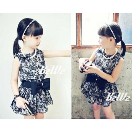 B2W2 Lacy Dress Set Belt Necklace Gaun Anak Perempuan