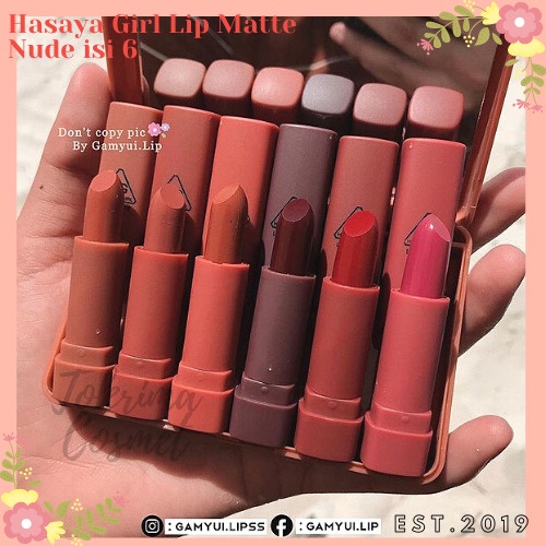 [6PCS] HASAYA GIRL MINI LIPSTICK NUDE SERIES (dapat 1 set + kaca)