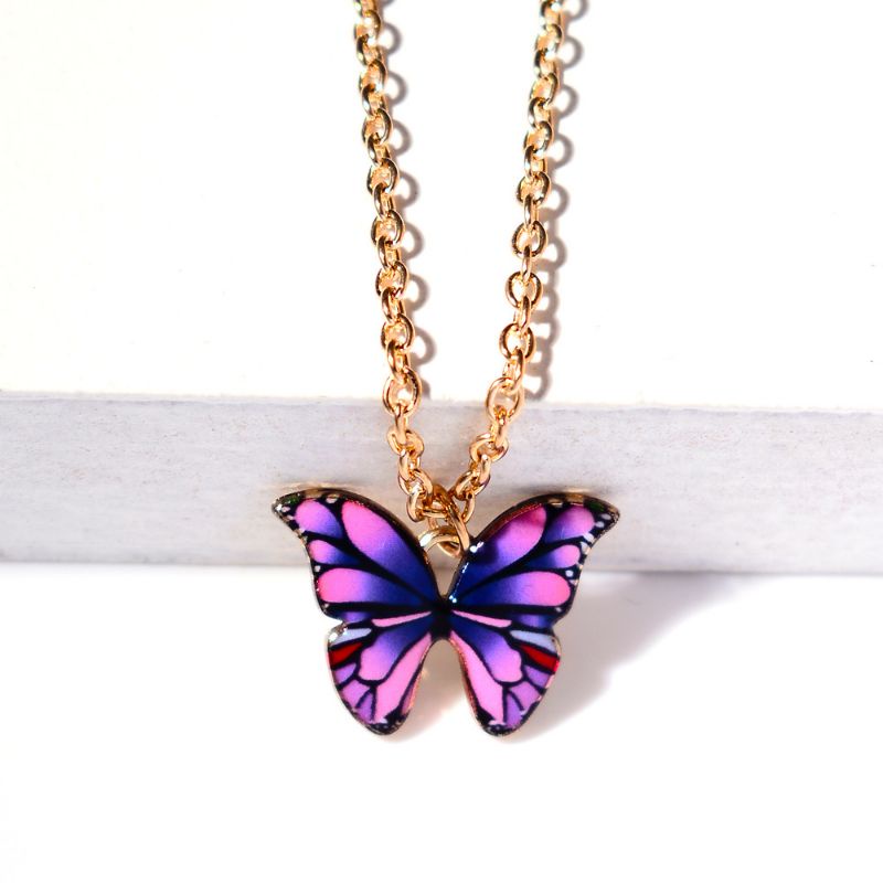 Kalung Gold Butterfly Aesthetic Muticolor Fashion Wanita