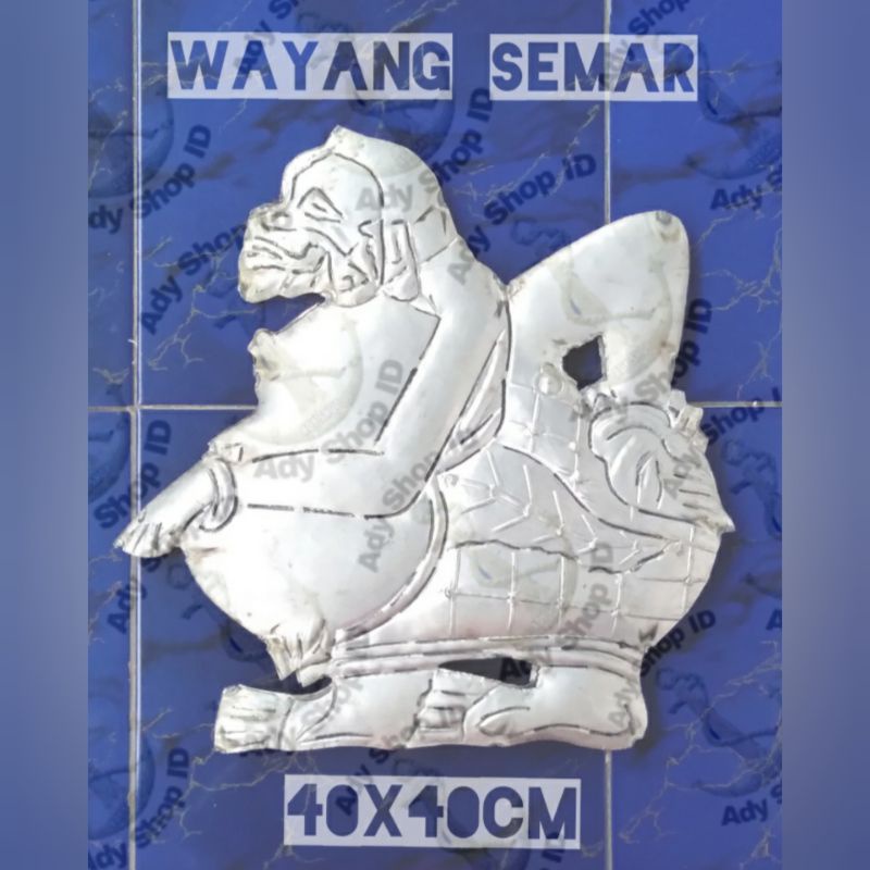ornamen pagar besi tempa aksesoris wayang semar dua sisi muka 40x40cm