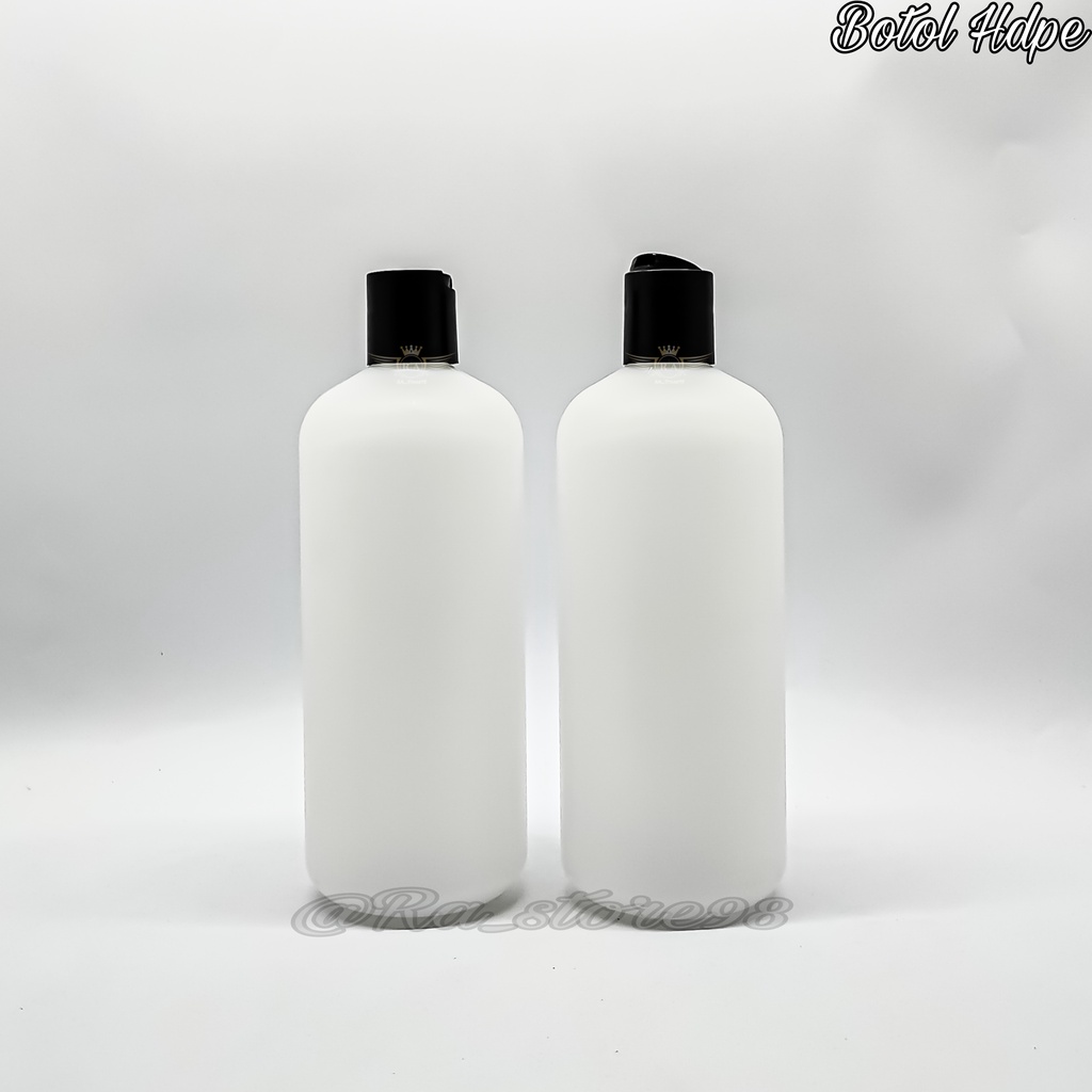 Botol 500ml HDPE Natural Prestop Hitam Botol 500ML HDPE Tutup Prestop HITAM
