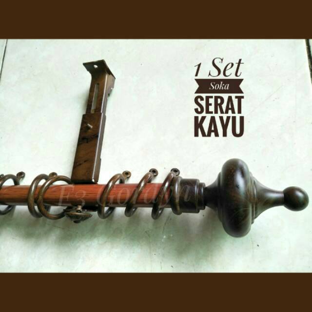 Soka Serat Kayu FULL SET lengkap batang gorden  bulat pipa  Soka Serat Kayu FULL SET lengkap batang gorden  bulat pipa