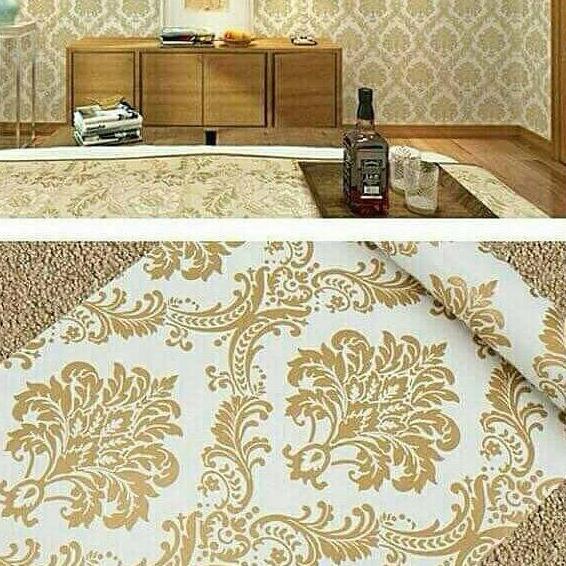 Jual Wallpaper Dinding Ukuran 45 Cm X 10 M Motif Tema Vintage Gold