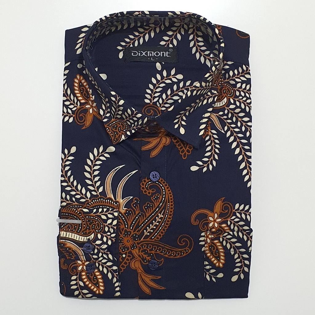 Kemeja Batik Pria Lengan Panjang BL22 Katun Modern Dixmont Semi Slimfit