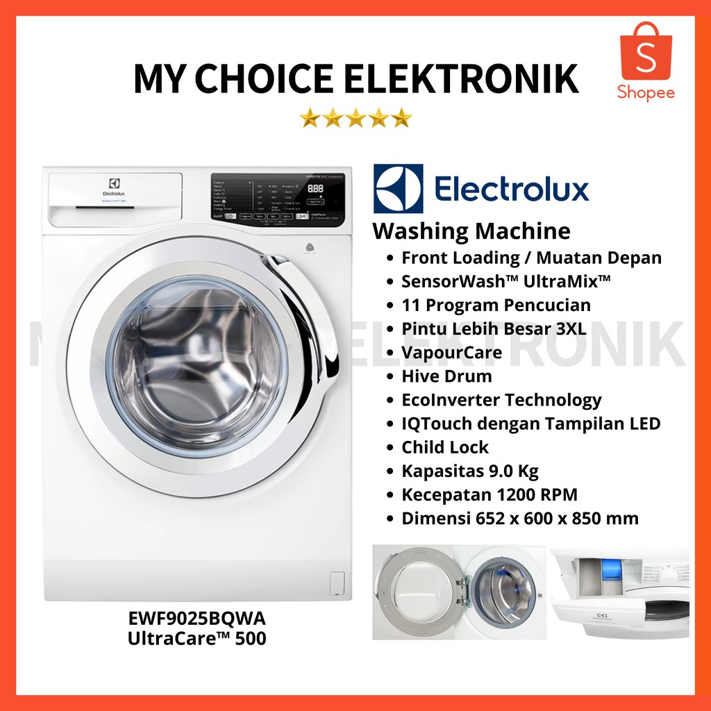 ELECTROLUX Mesin Cuci 9 Kg EWF9025BQWA / EWF 9025 BQWA / EWF 9025BQWA