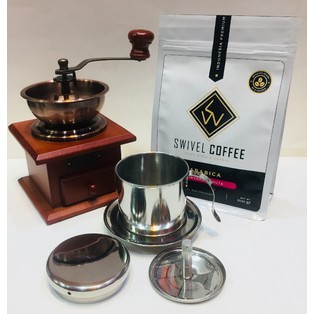 Paket Coffee Grinder Wood, Vietnam Drip Edelman & Kopi Lintong Original 200gr.