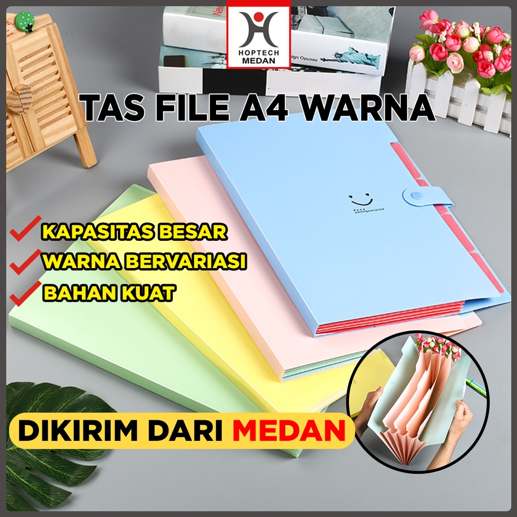 Tas File A4 5 Sekat Dilengkapi dengan Indeks Bahan Anti Air Desain Bergambar Kartun