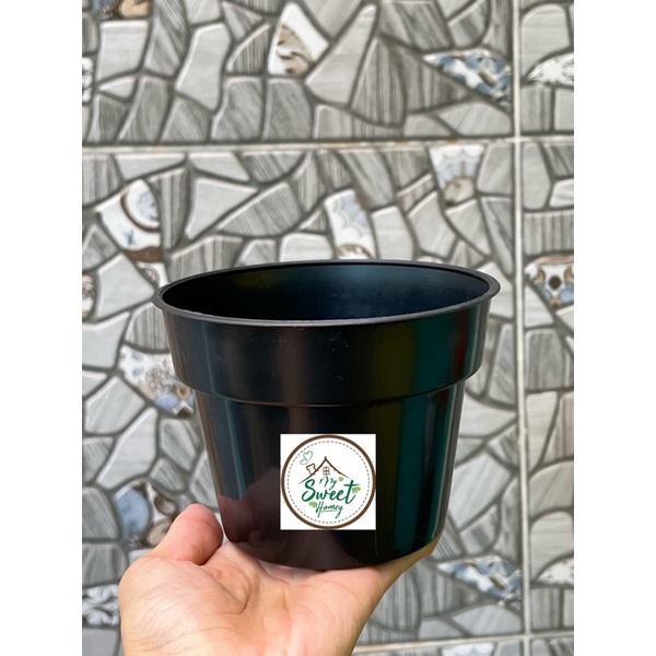 pot ukuran 12cm polos hitam pot bunga hias / pot tanaman murah / pot harga grosir / pot plastik