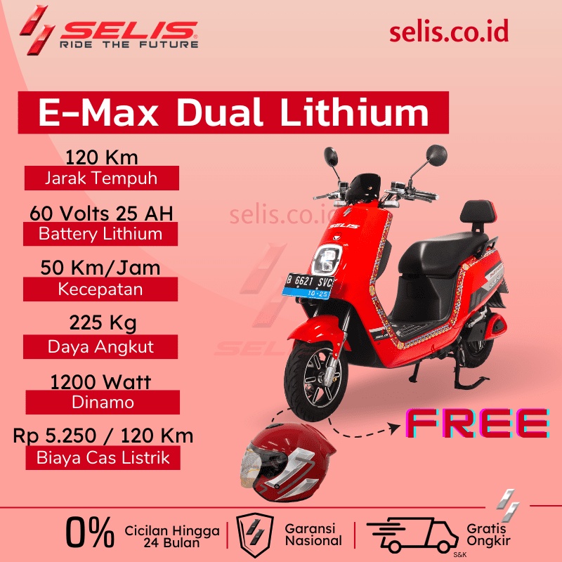 Motor Listrik type Selis E-Max Double Lithium
