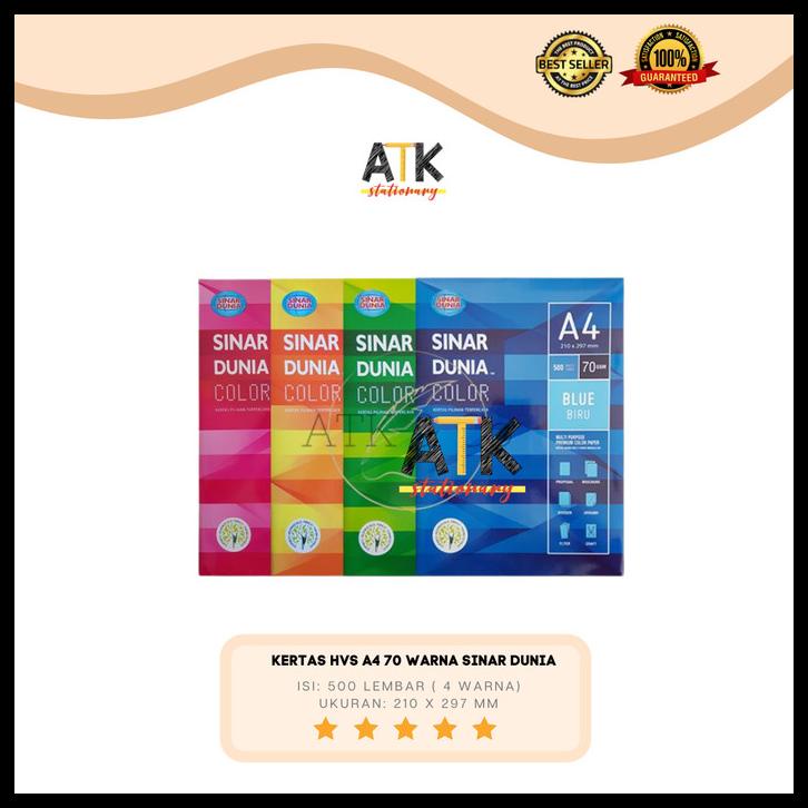 

TERBARU KERTAS FOTOCOPY HVS A4 WARNA 70 GRAM SINAR DUNIA ATK TERBARU