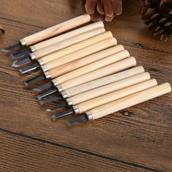 

UKIR-ALAT- PISAU UKIR SET 12PCS PAHAT KAYU WOOD WORKING CRAFTING CARVING TOOL -ALAT-UKIR.