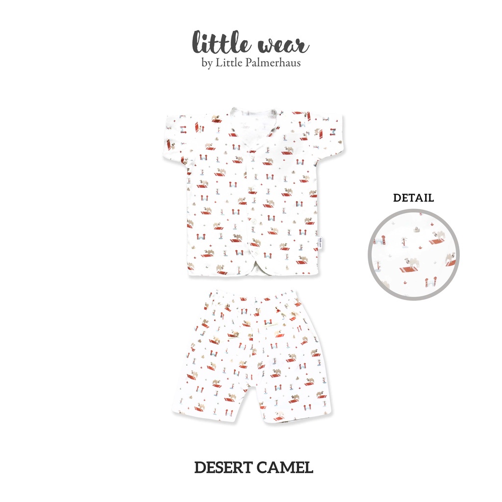 Baju Anak Bayi 0 6 12 Bulan Setelan Pendek Kancing Depan Palmerhaus Little Wear Short Sleeve Desert Camel / Forest Bear / Picnic Garden